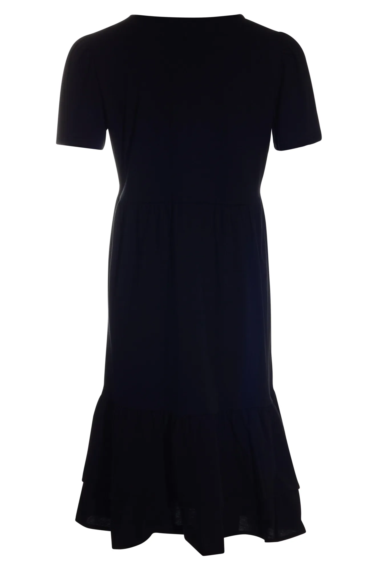 100% Cotton double frill hem Dress | BLACK | 6682AR