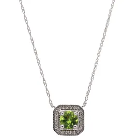 10K White Gold Peridot & Diamond Station Necklace