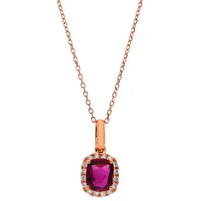 14K Rose Gold Ruby and Diamond Pendant Necklace