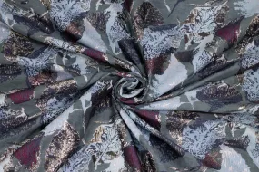 Abstract Metallic Brocade - Blue / Gray / Burgundy