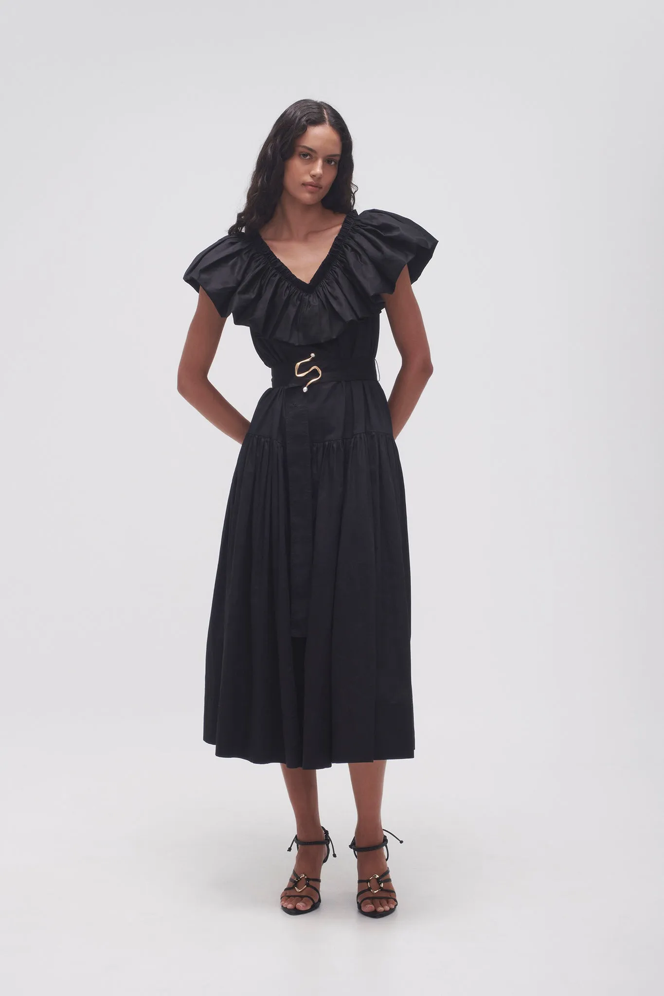 Alma Bubble Frill Midi Dress