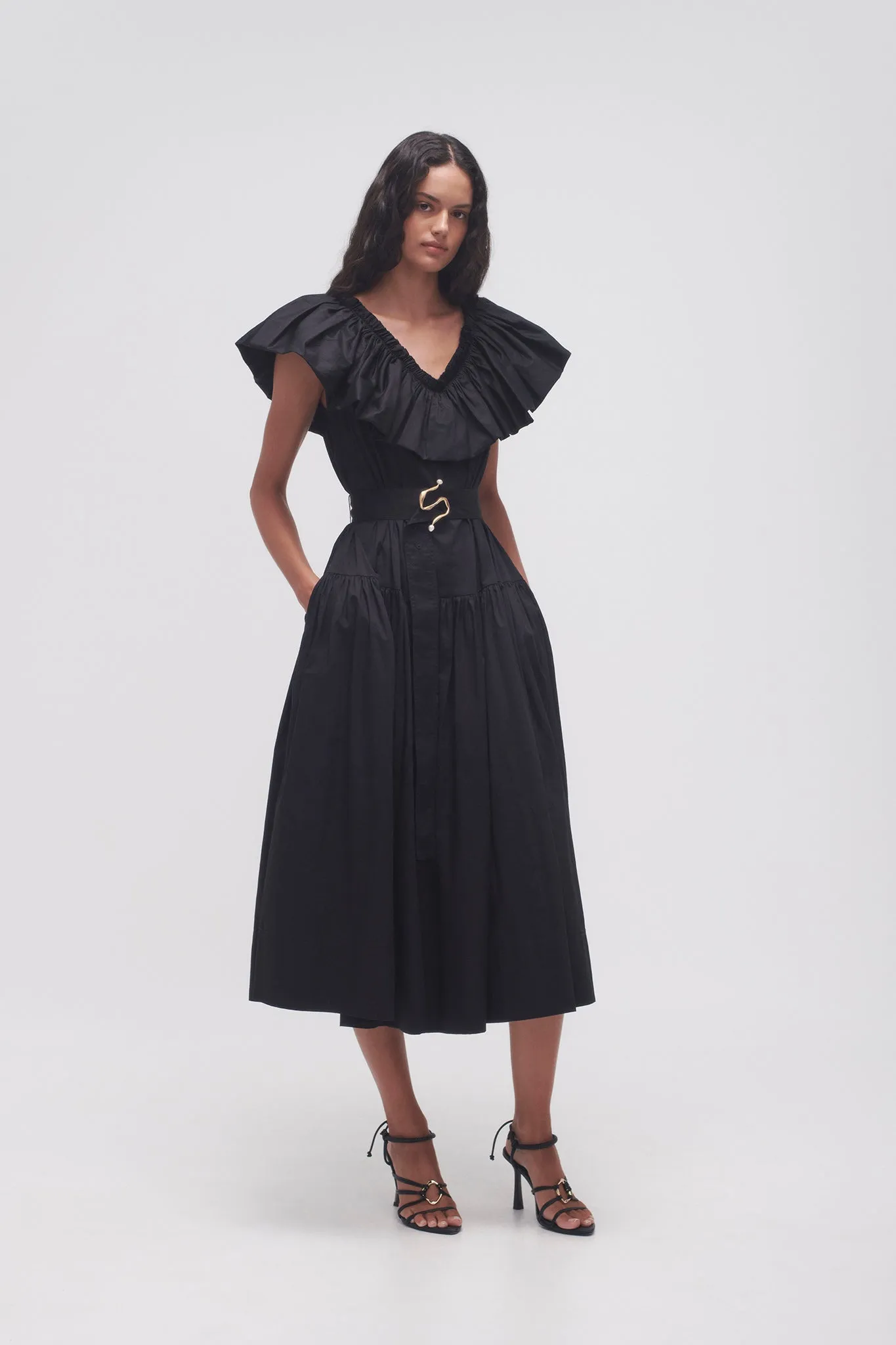 Alma Bubble Frill Midi Dress