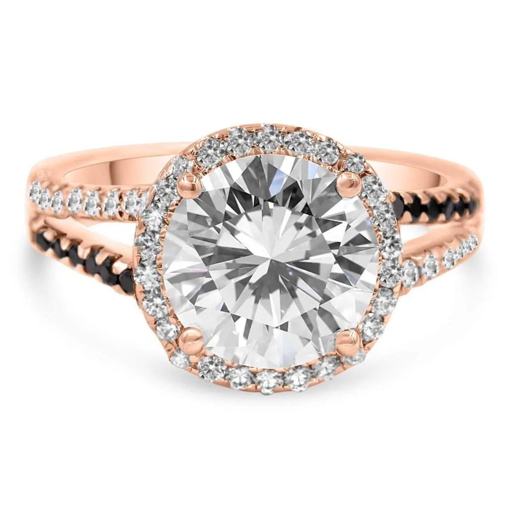 AMANDA K | Round Halo Split Shank Diamond Engagement Ring