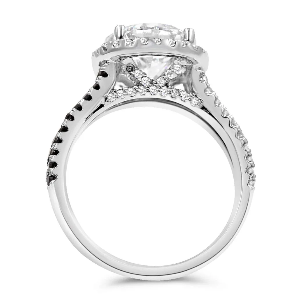 AMANDA K | Round Halo Split Shank Diamond Engagement Ring