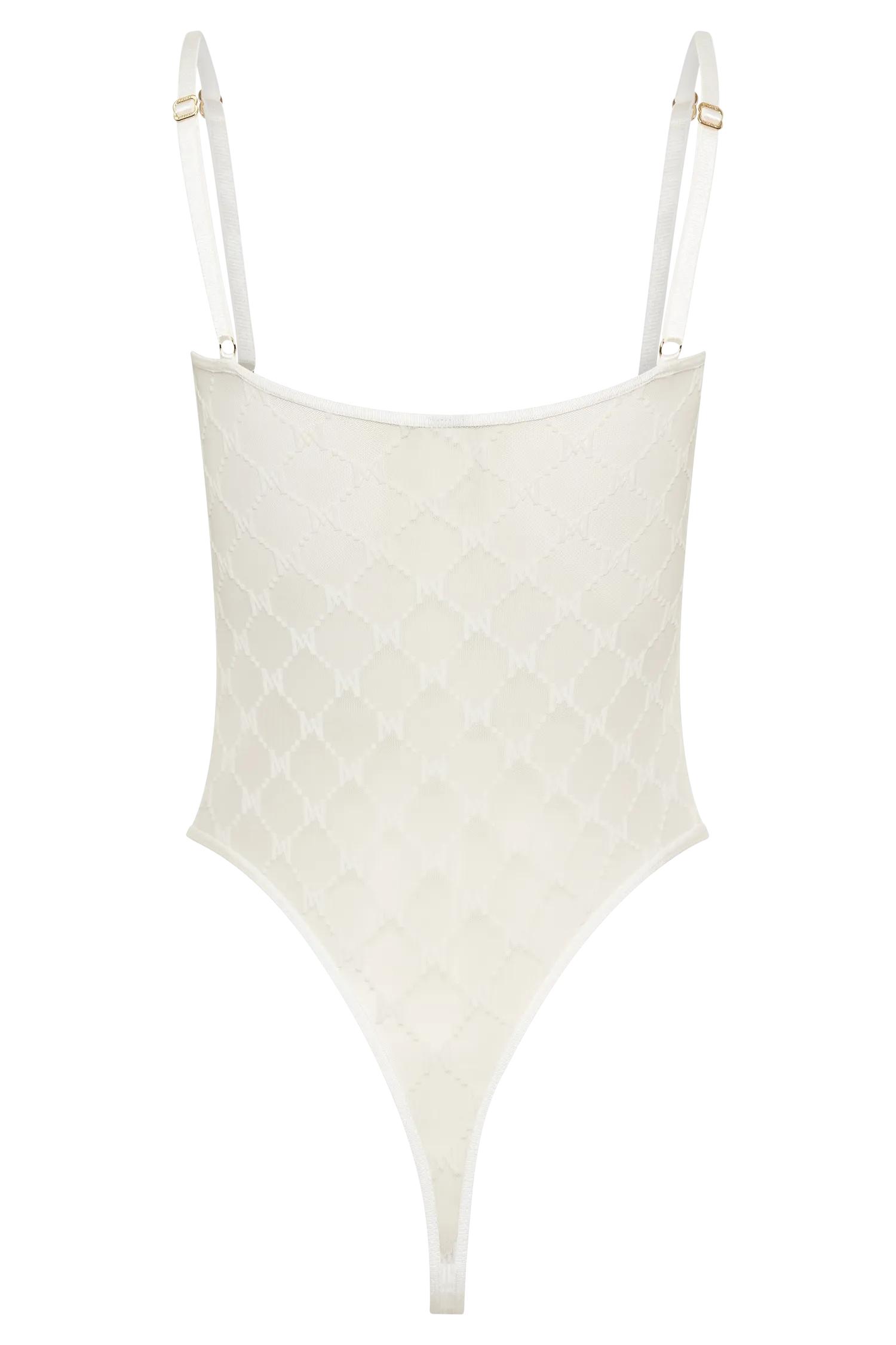 Amelia Monogram Bodysuit - White