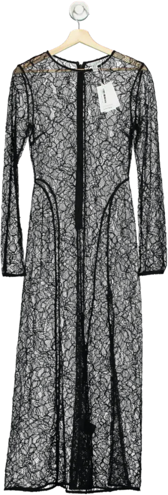 & Other Stories Black Lace Maxi Dress UK 8