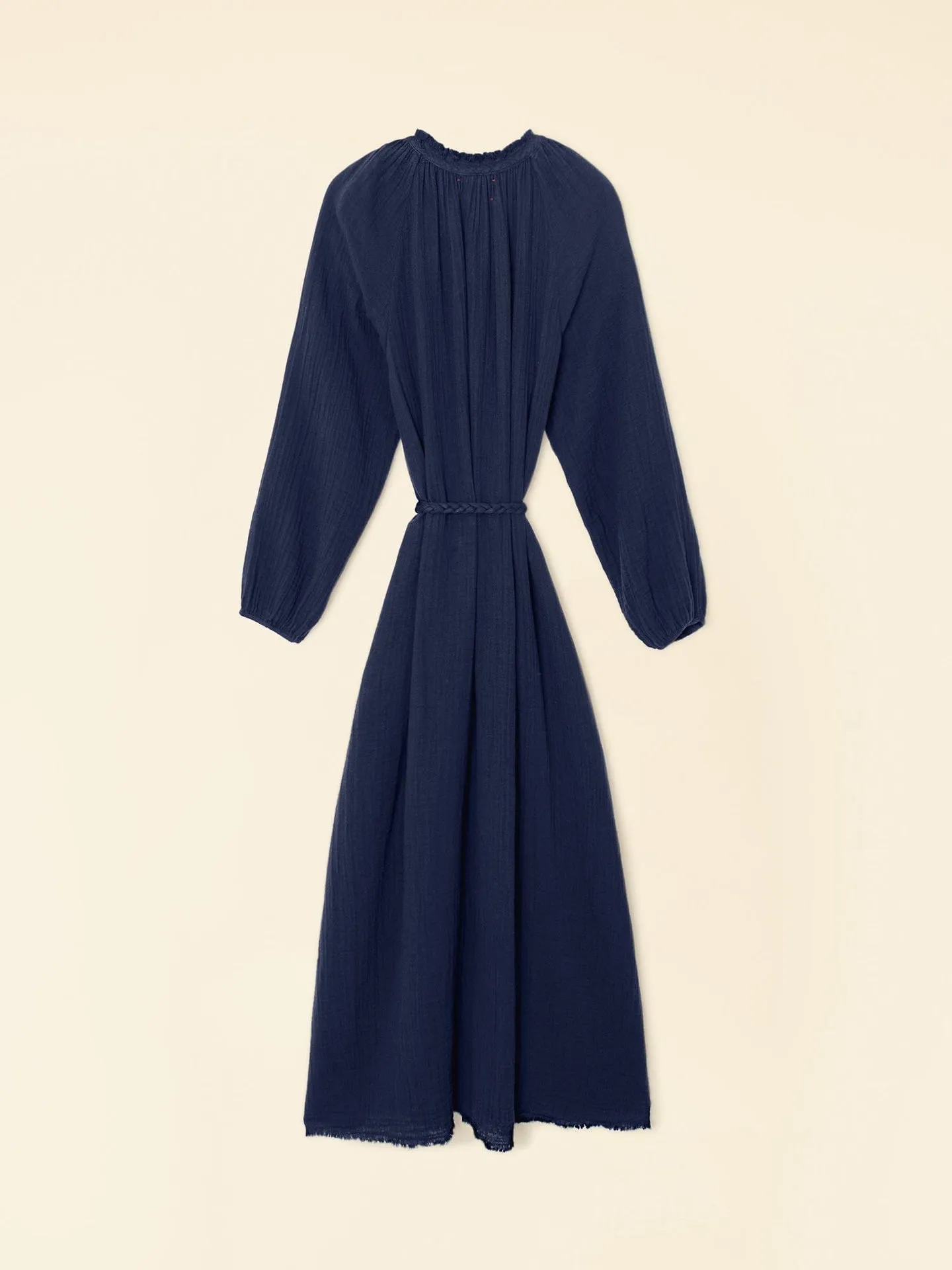 Andrea Navy Cotton Gauze Maxi Dress