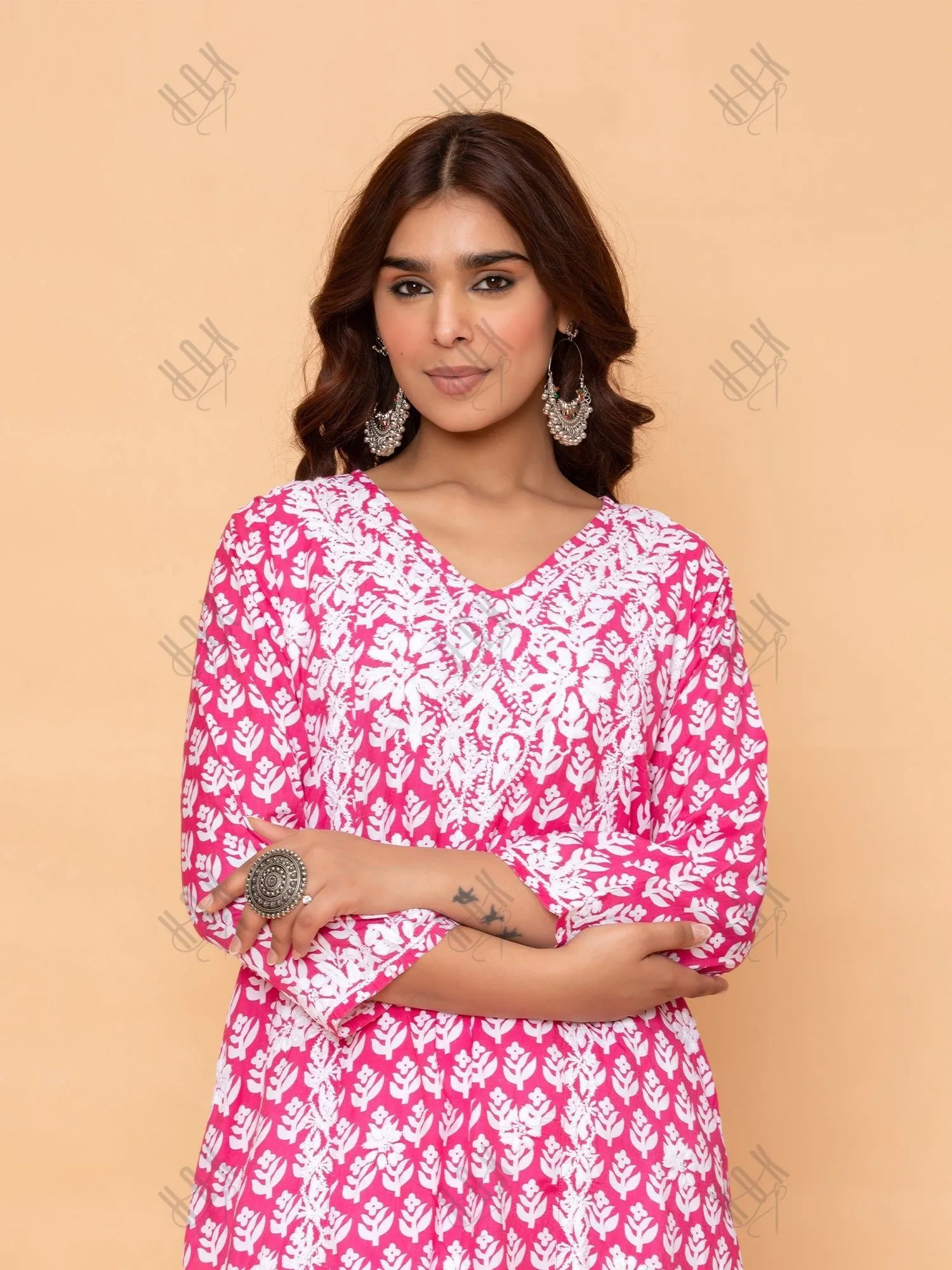 Ashrita shetty in Saba Chikankari Kurta in Muslin - Pink