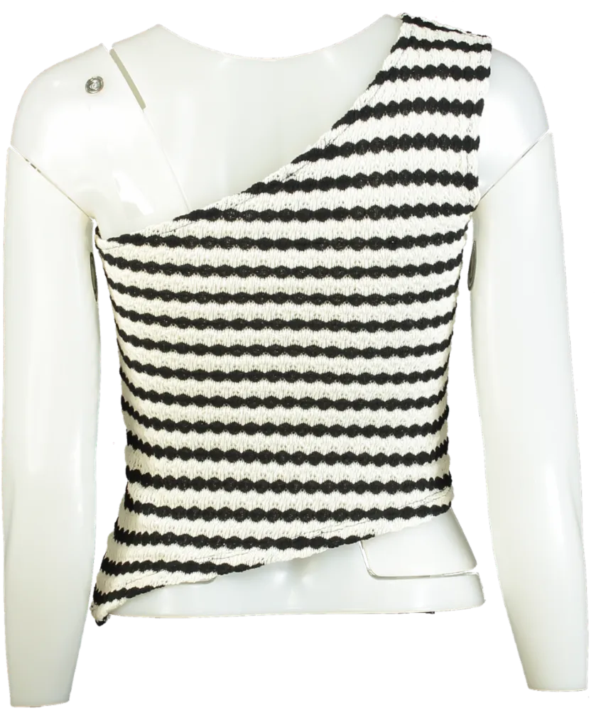 ASOS Design Black/White One Shoulder Top UK XS