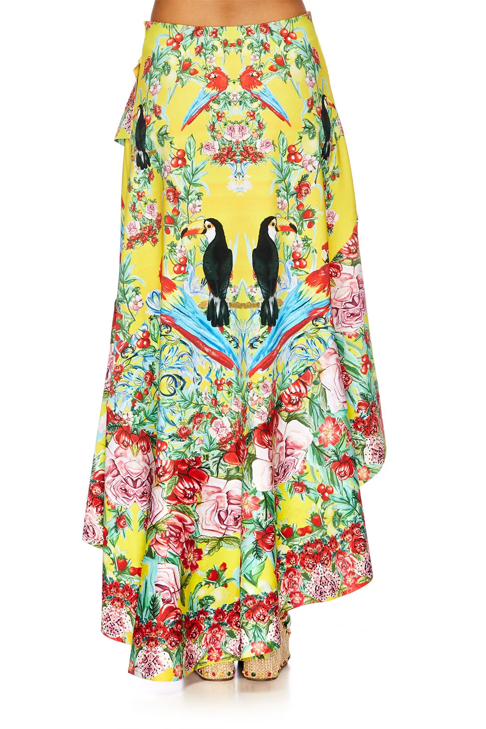 ASYMMETRIC FLOUNCE SKIRT LOVE BIRD