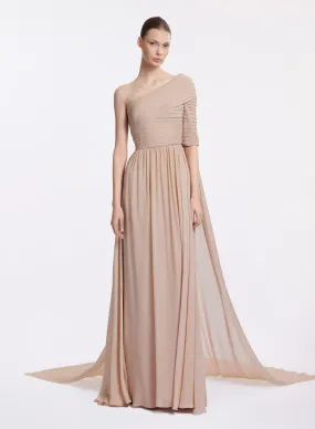 Asymmetric Long Silk Dress