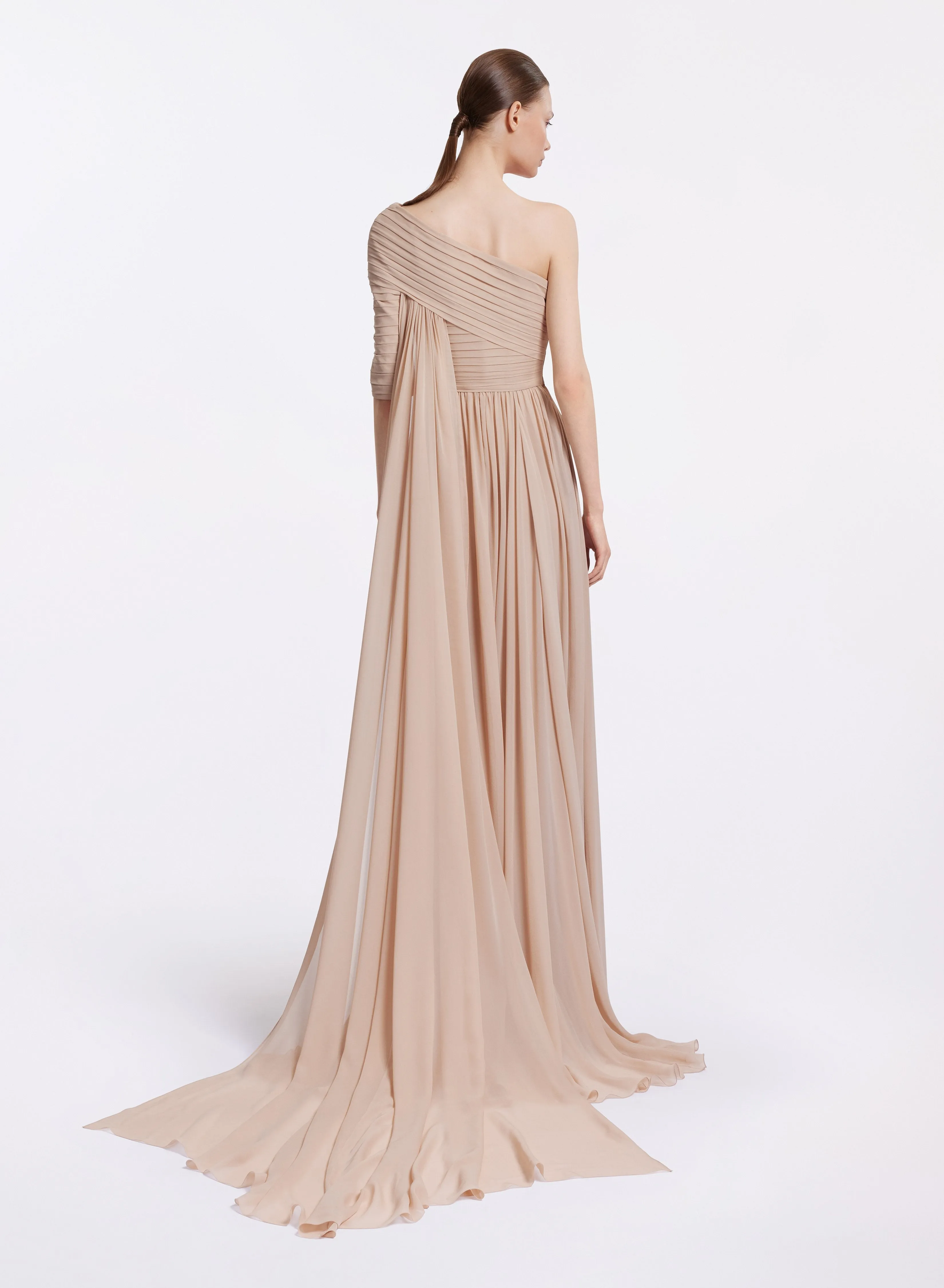 Asymmetric Long Silk Dress