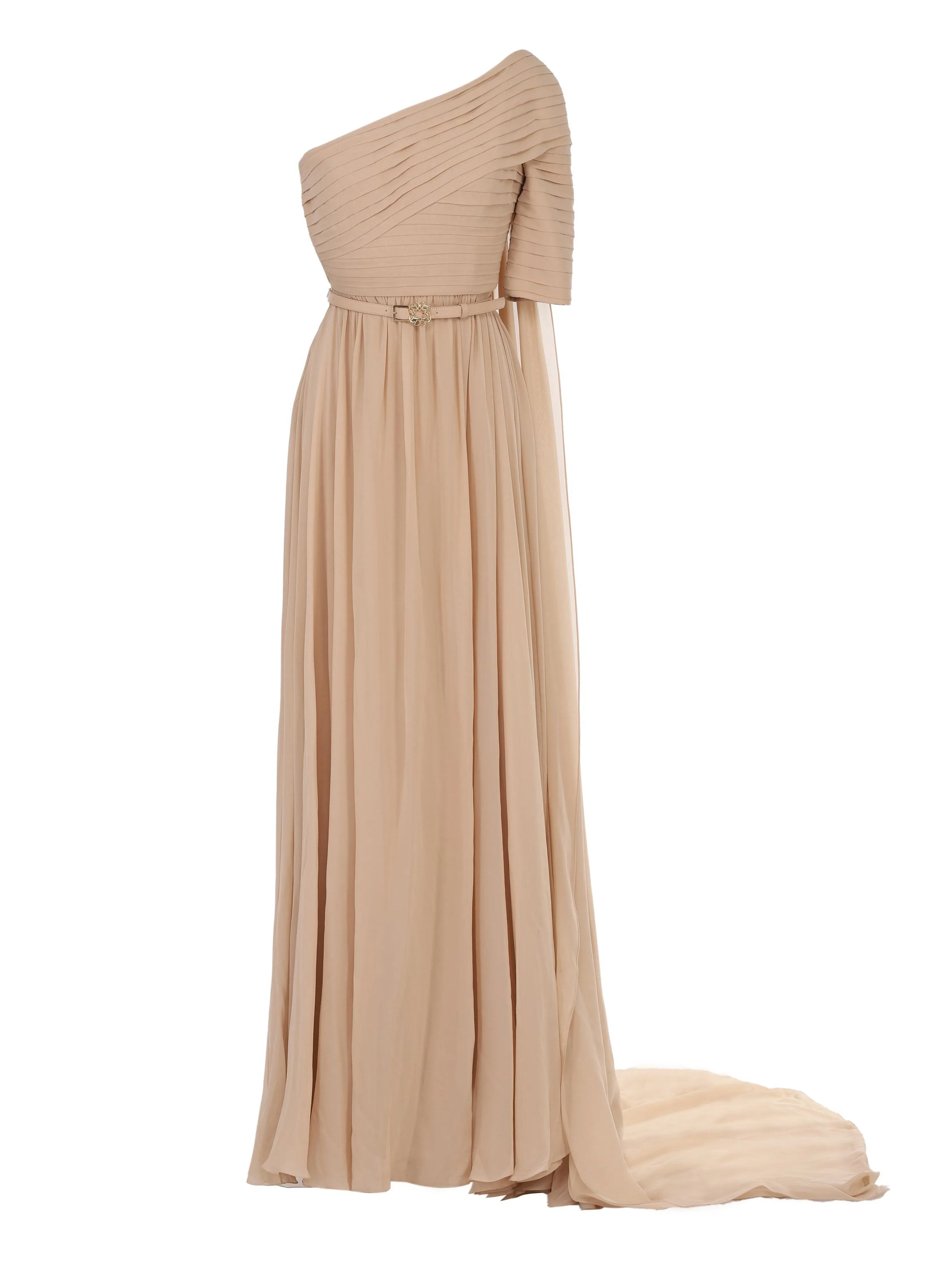 Asymmetric Long Silk Dress