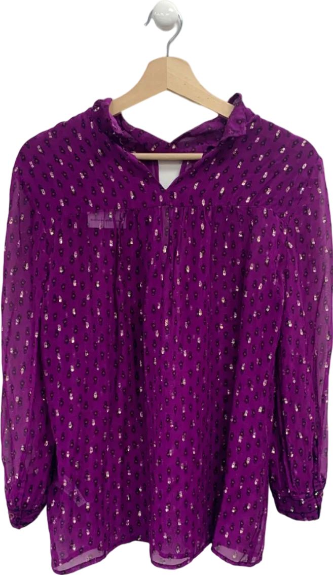 Ba&sh Purple Printed Sheer Blouse UK XS/S