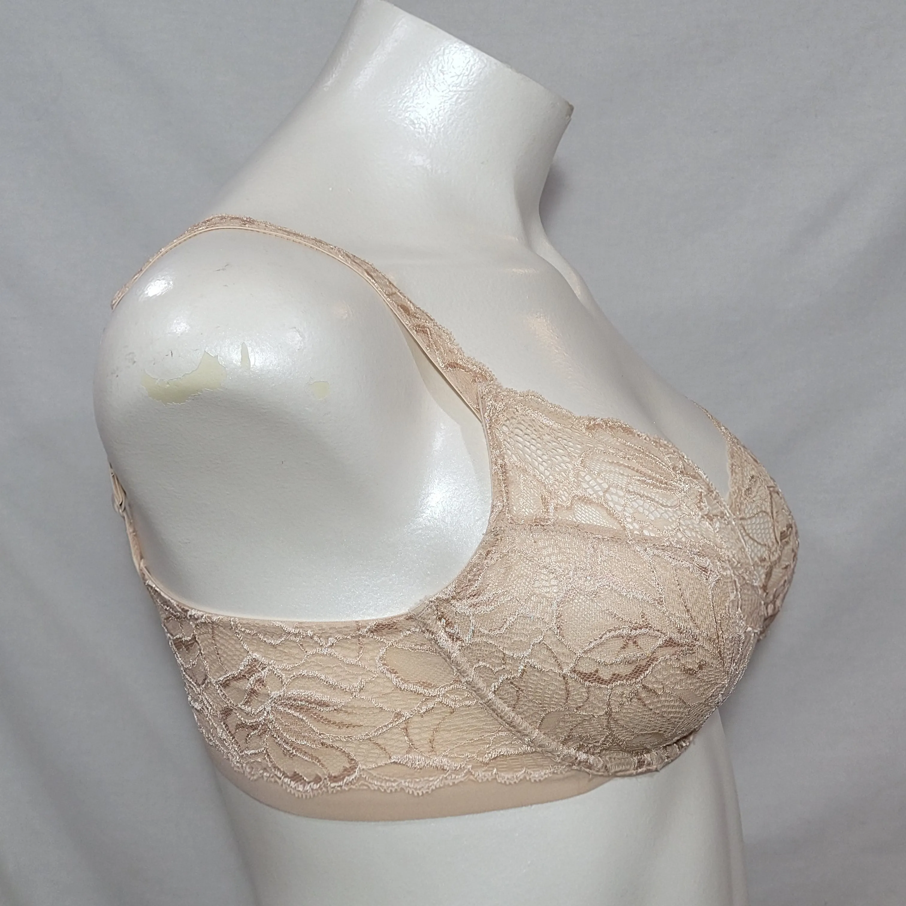 Bali 6543 Semi Sheer Lace Desire No-Foam Underwire Bra 40C Nude NWT