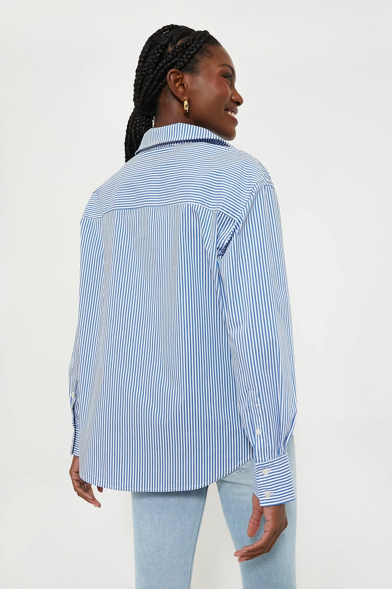 Banker Stripe Nadine Boyfriend Button Down