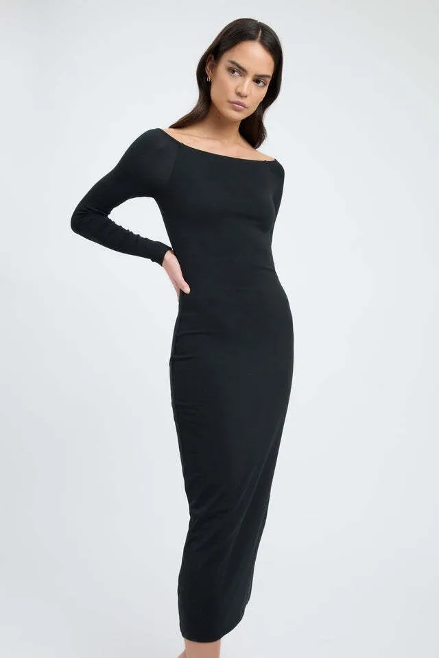 BerriesJam - 2024 Solid Sexy Slim Long Sleeve Off Shoulder Dress