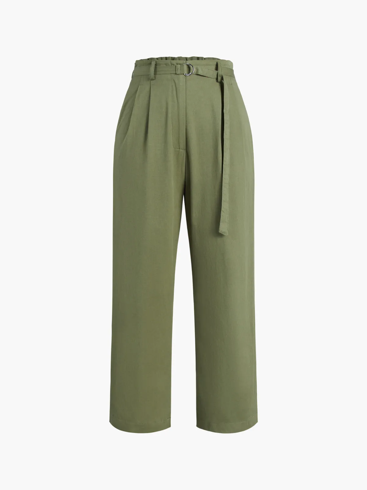 BerryBetty - Belted Cropped Straight Leg Pants