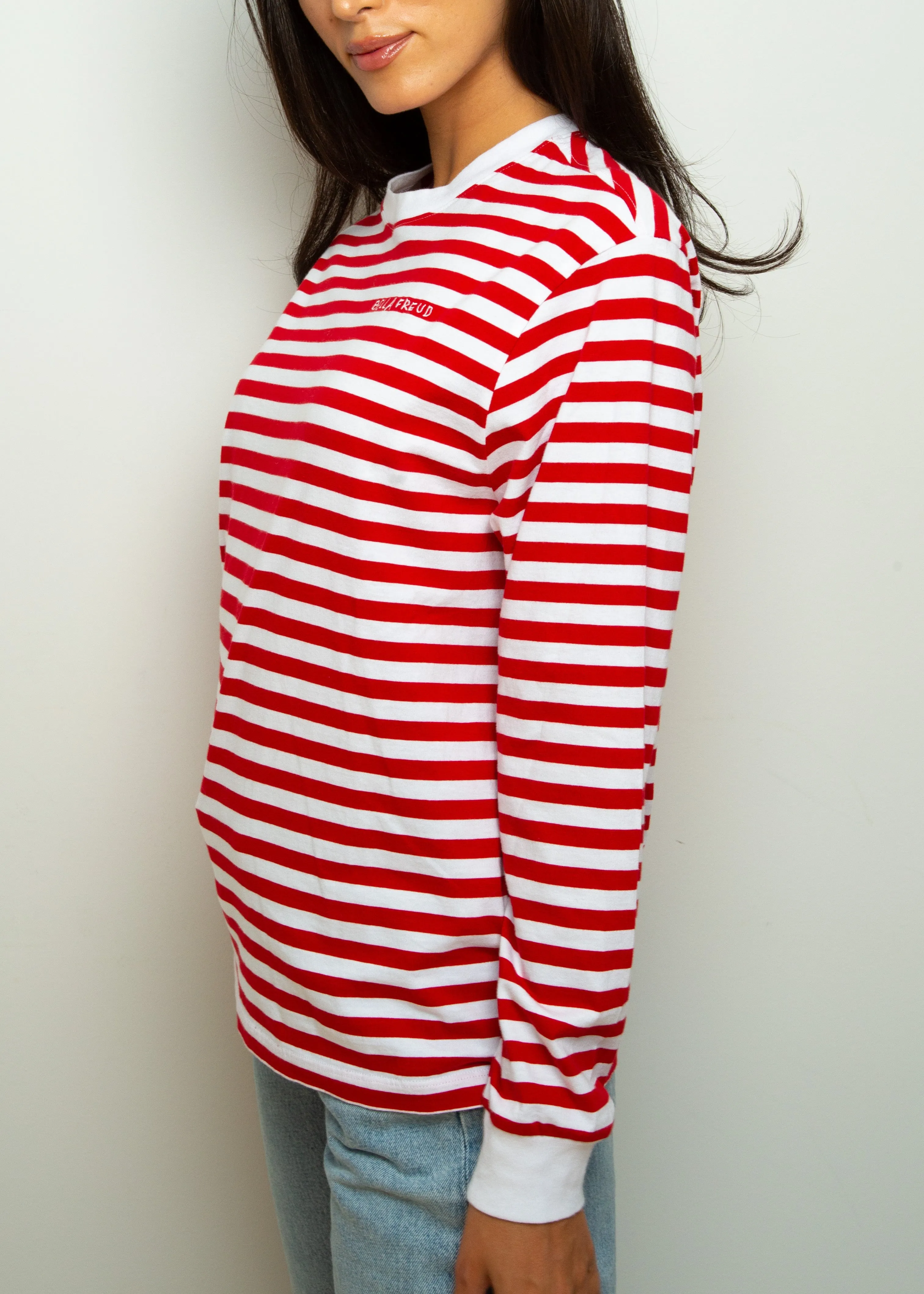 BF LS Striped Top in Red