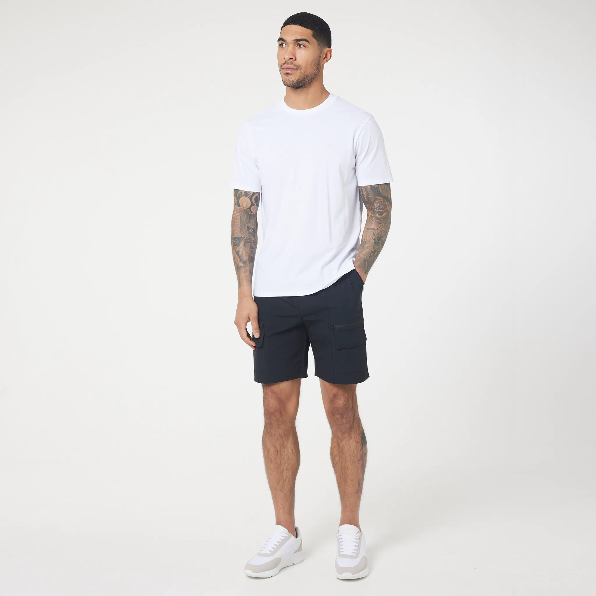 Bi Stretch Poly Zip Utility Short | Black