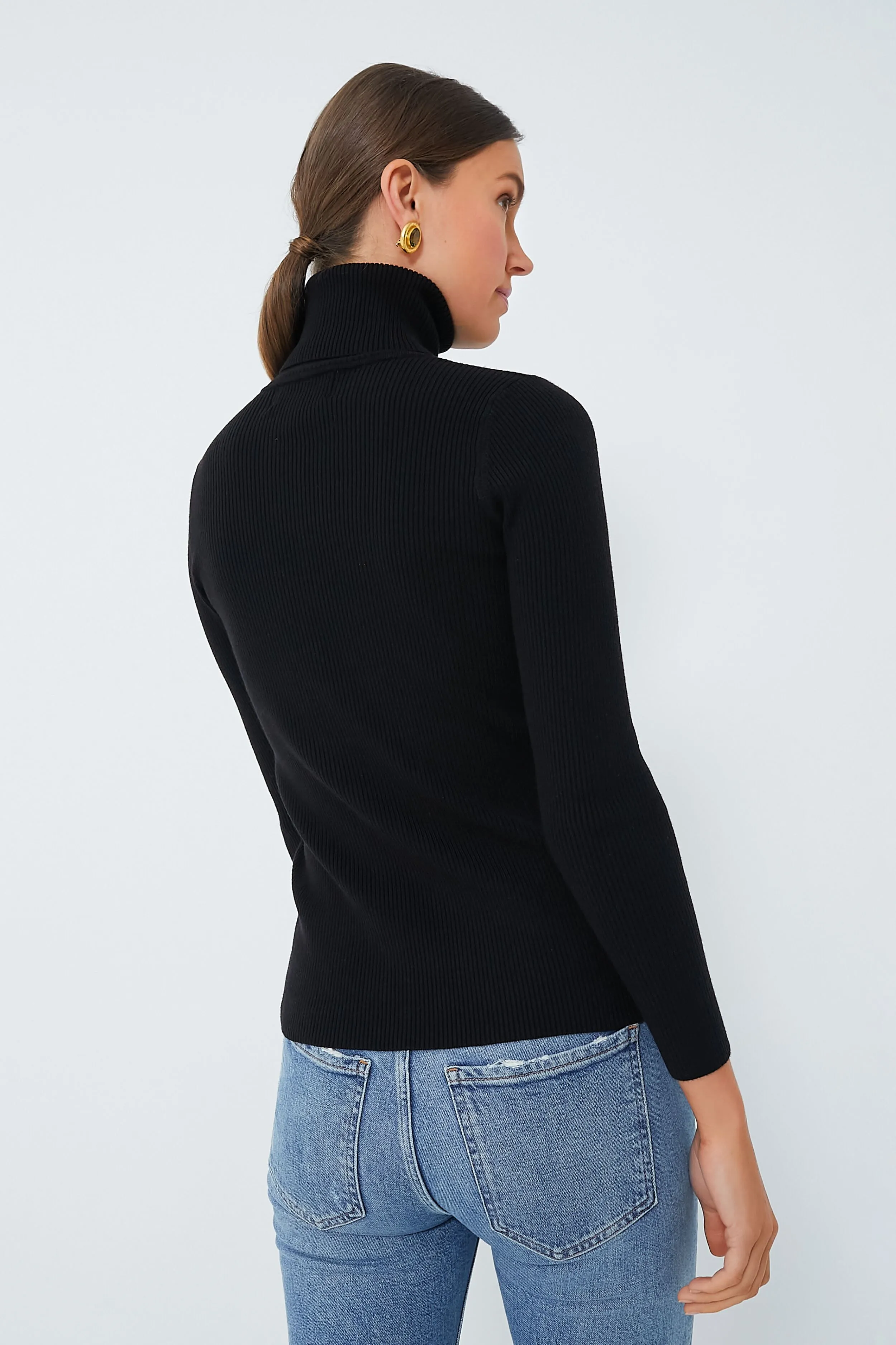 Black Arlo Ribbed Turtleneck