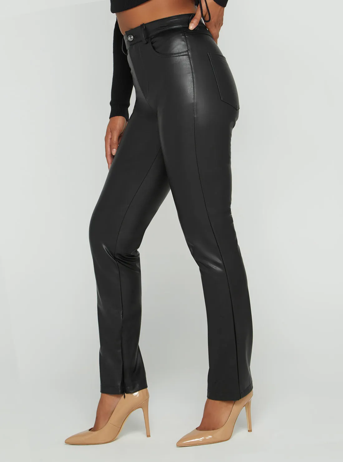 Black Caroline Faux Leather Pants