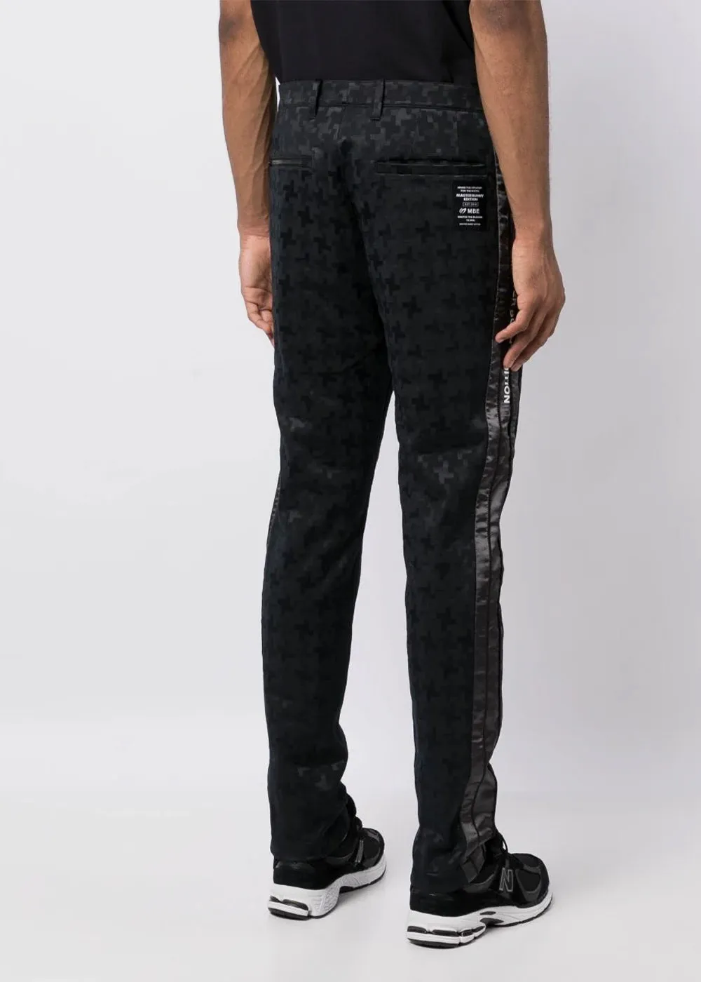 Black Deformed Staggered Jacquard Trousers