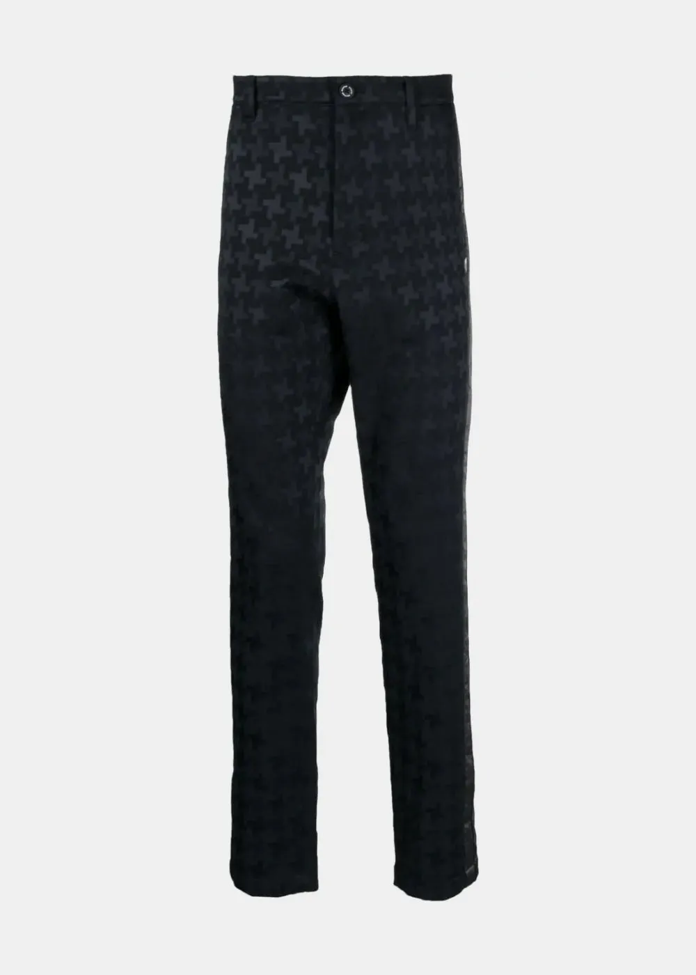 Black Deformed Staggered Jacquard Trousers