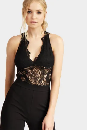 Black Scallop Lace Bodysuit