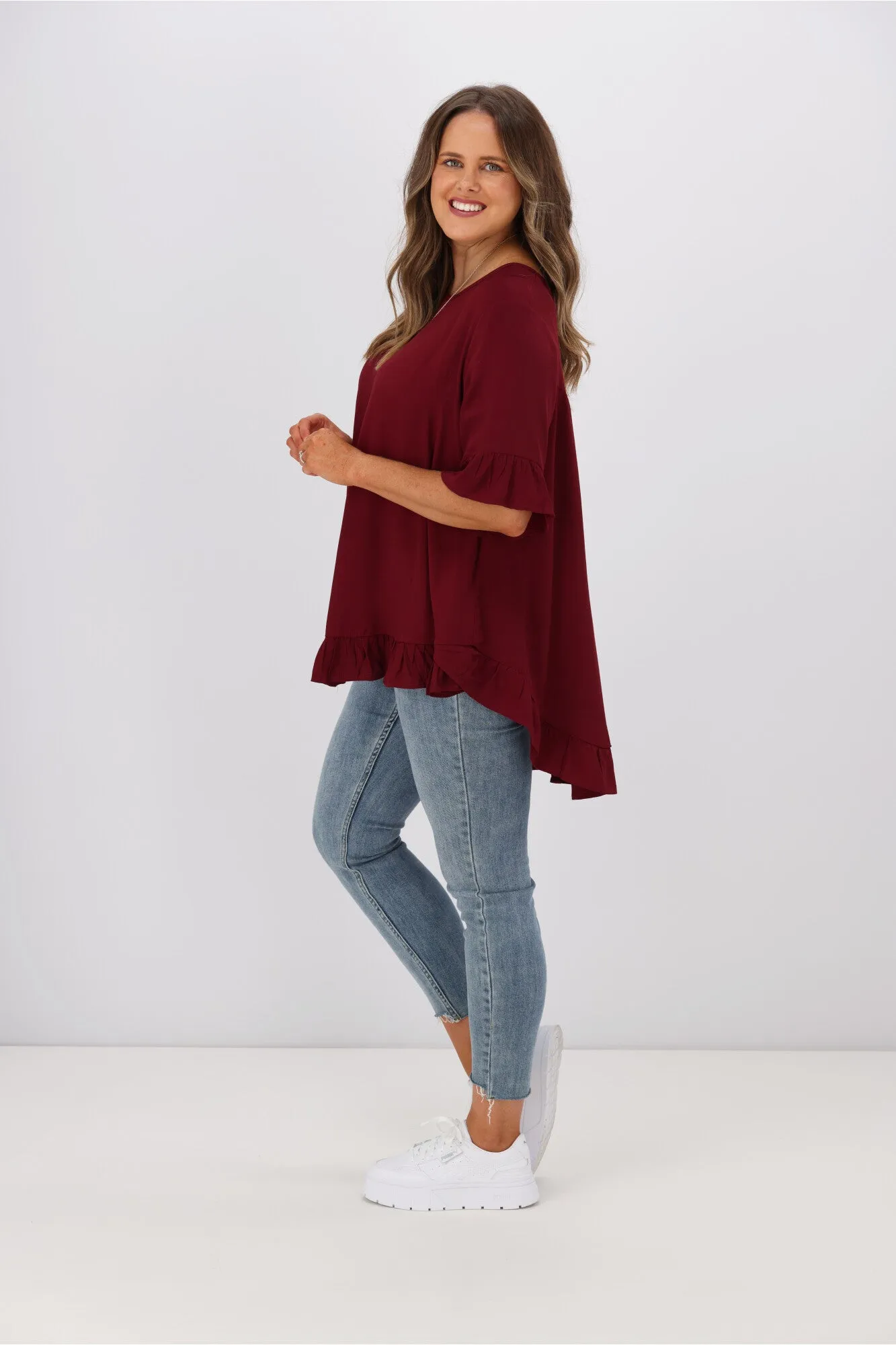 Boho Australia Cisco Frill Top Wine