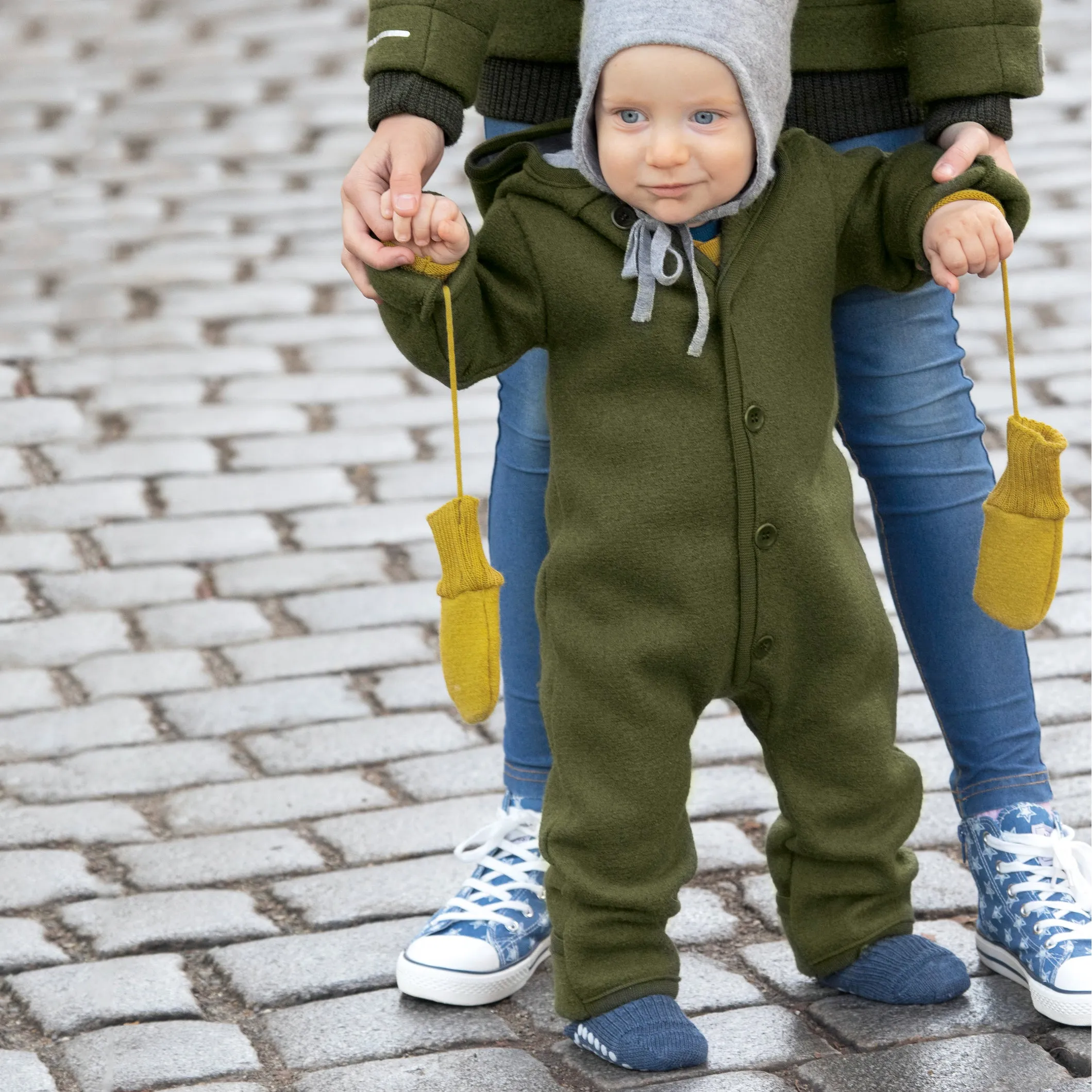 Boiled Wool Overalls with Hood (0-4y)