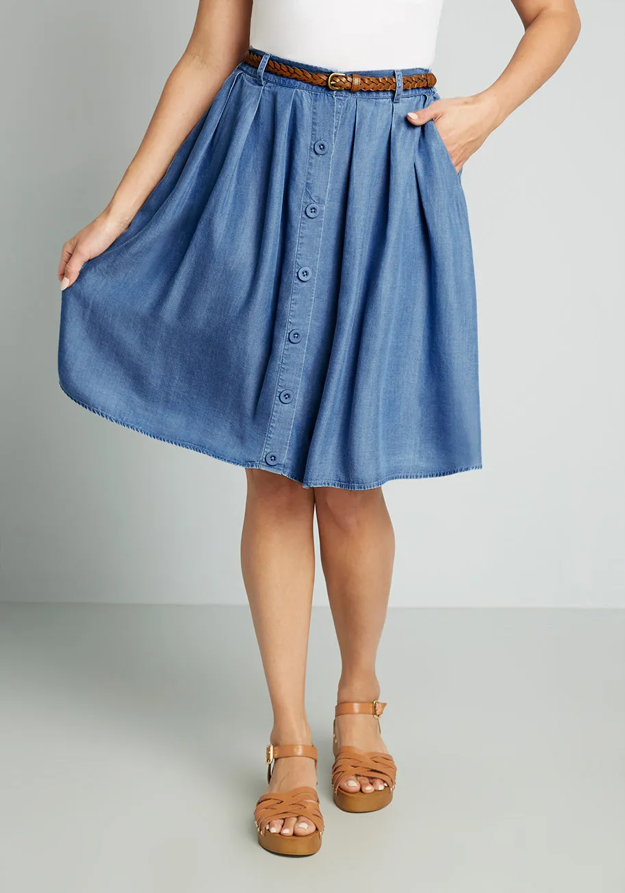 Bookstore's Best Chambray A-Line Skirt