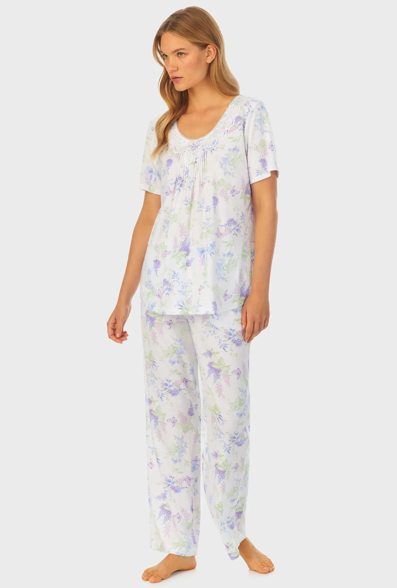 Butterfly Garden Cotton Long Pajama Set