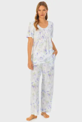 Butterfly Garden Cotton Long Pajama Set