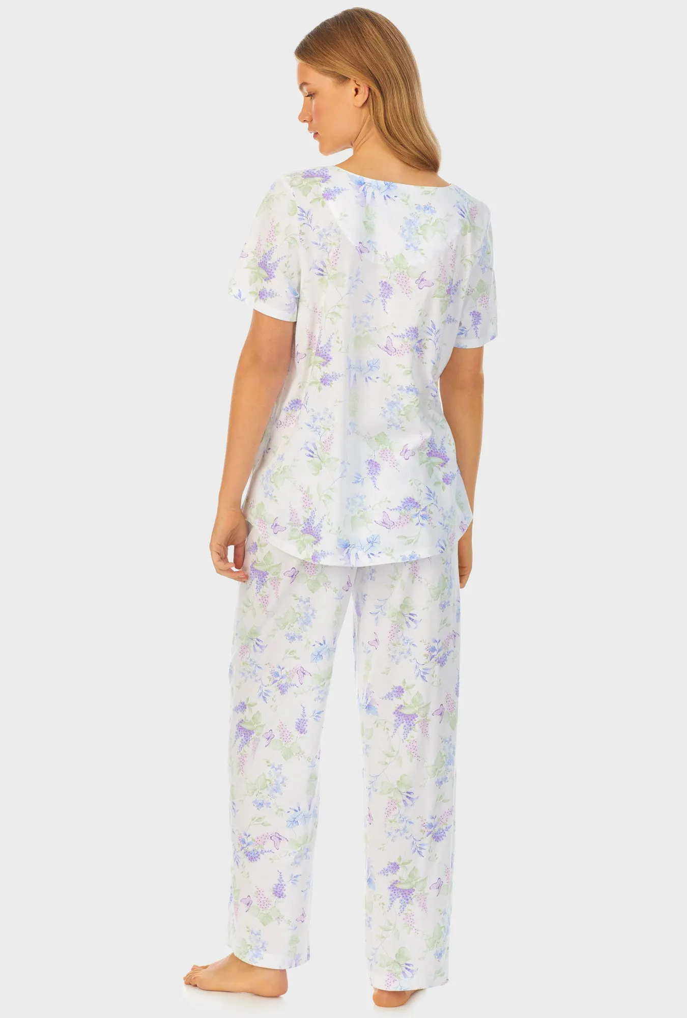 Butterfly Garden Cotton Long Pajama Set