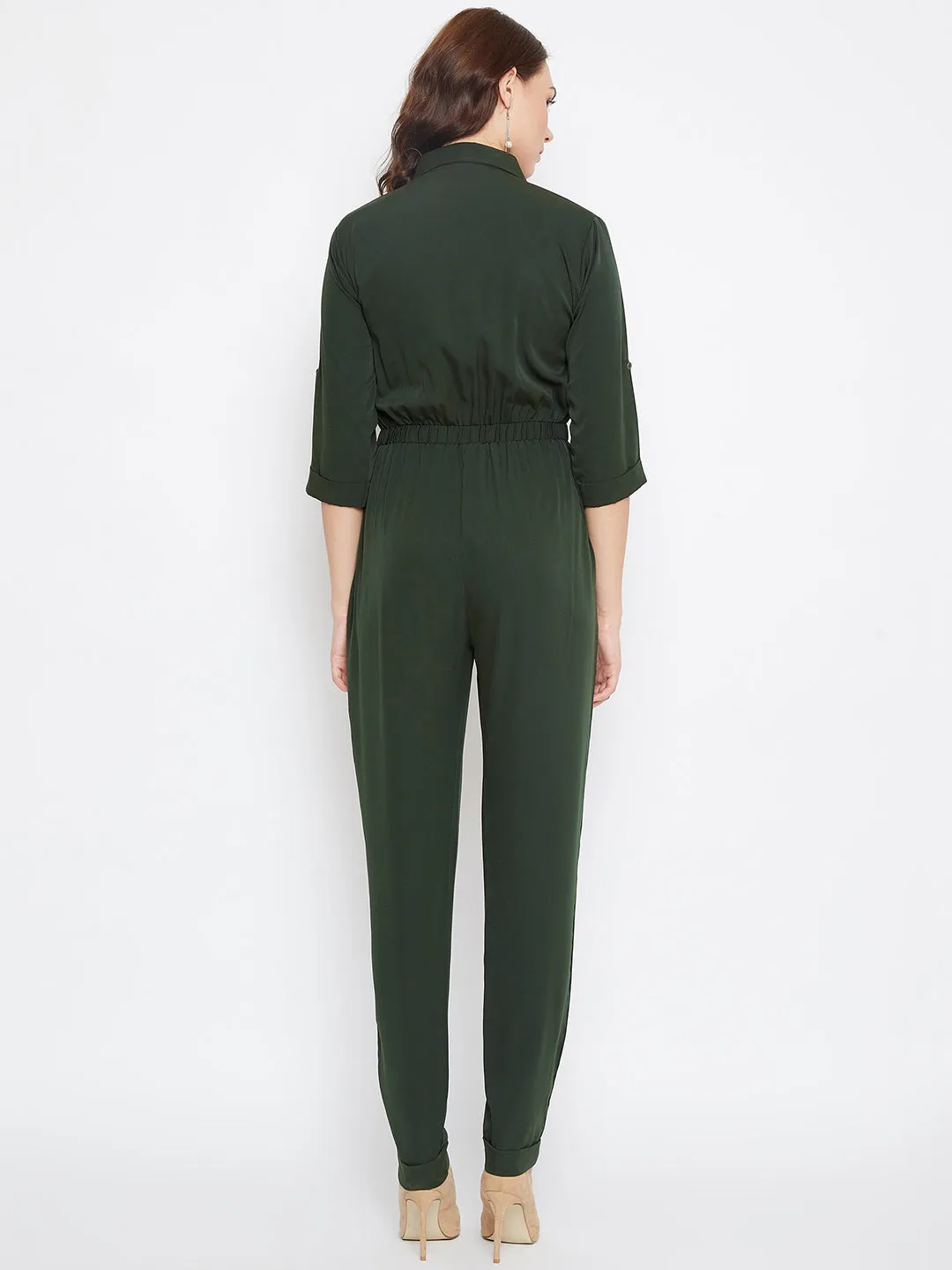 Button Down Roll-up Jumpsuit