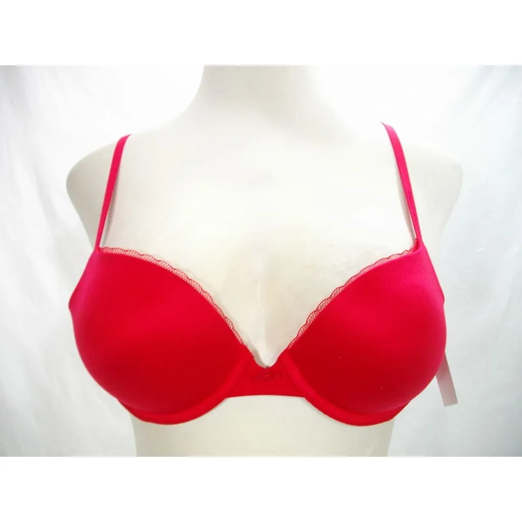 Calvin Klein QF1715 Everyday Push Up Plunge Underwire Bra 36B Red NWT