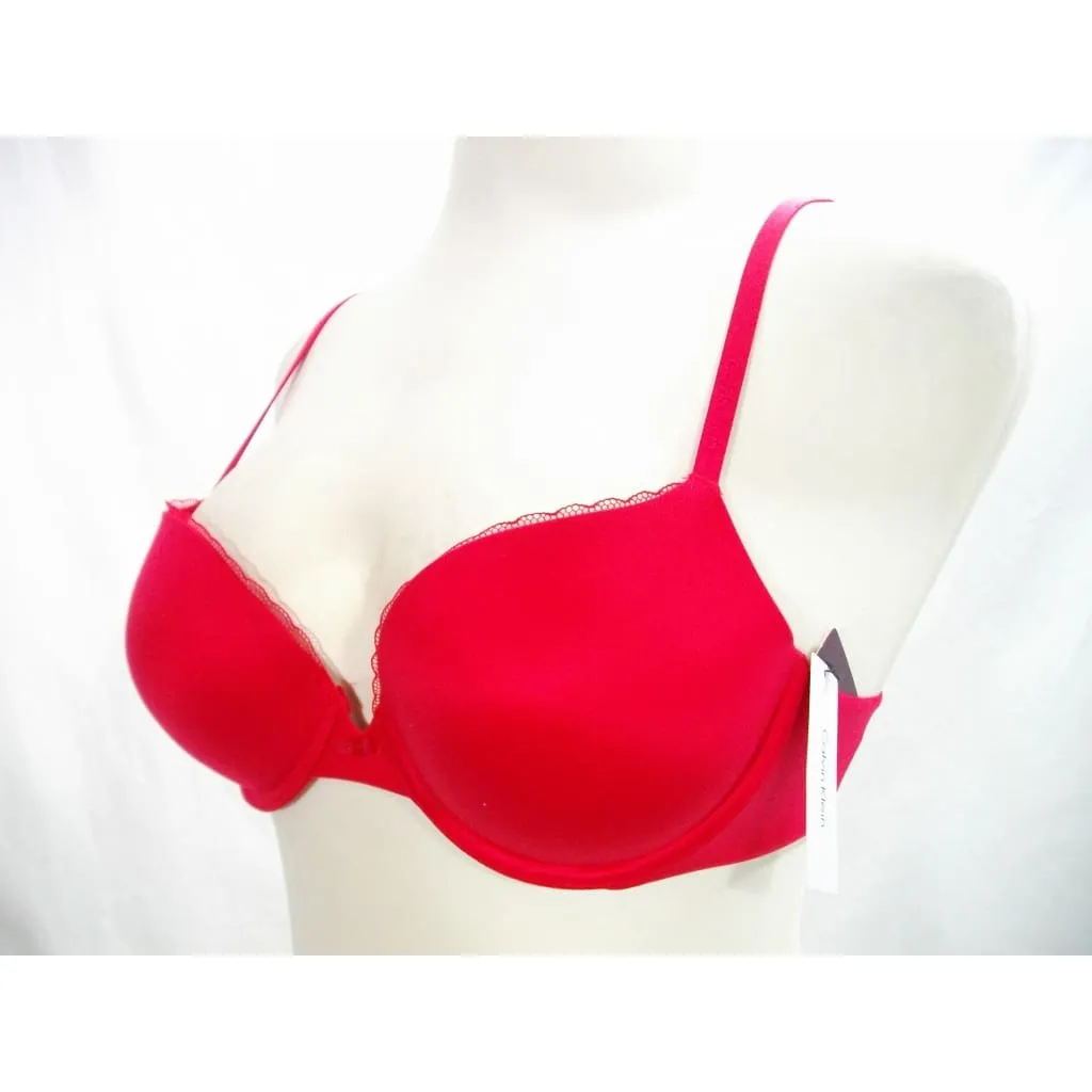 Calvin Klein QF1715 Everyday Push Up Plunge Underwire Bra 36B Red NWT