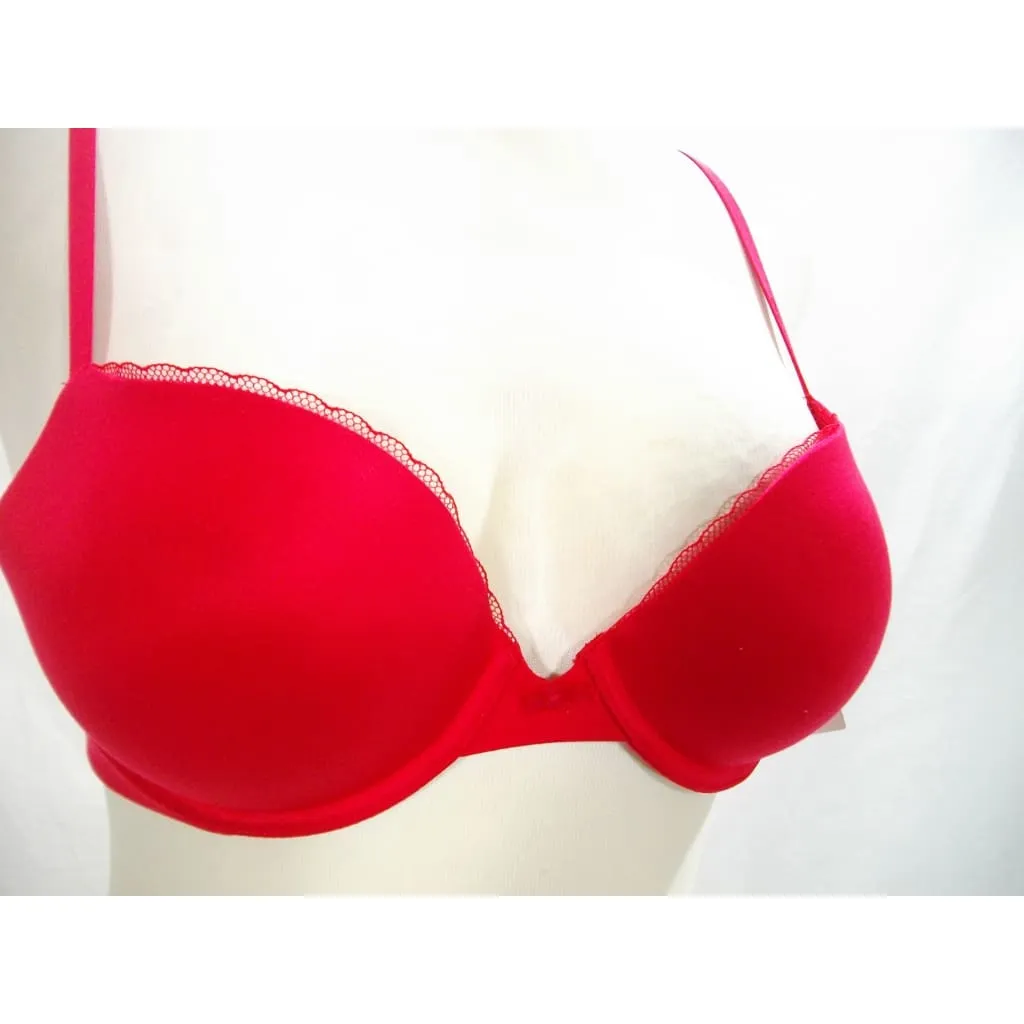 Calvin Klein QF1715 Everyday Push Up Plunge Underwire Bra 36B Red NWT