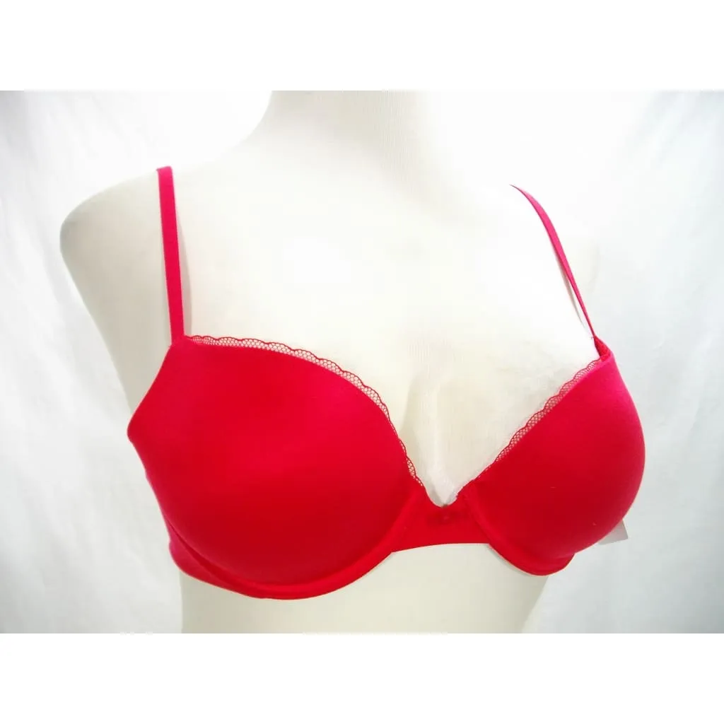 Calvin Klein QF1715 Everyday Push Up Plunge Underwire Bra 36B Red NWT