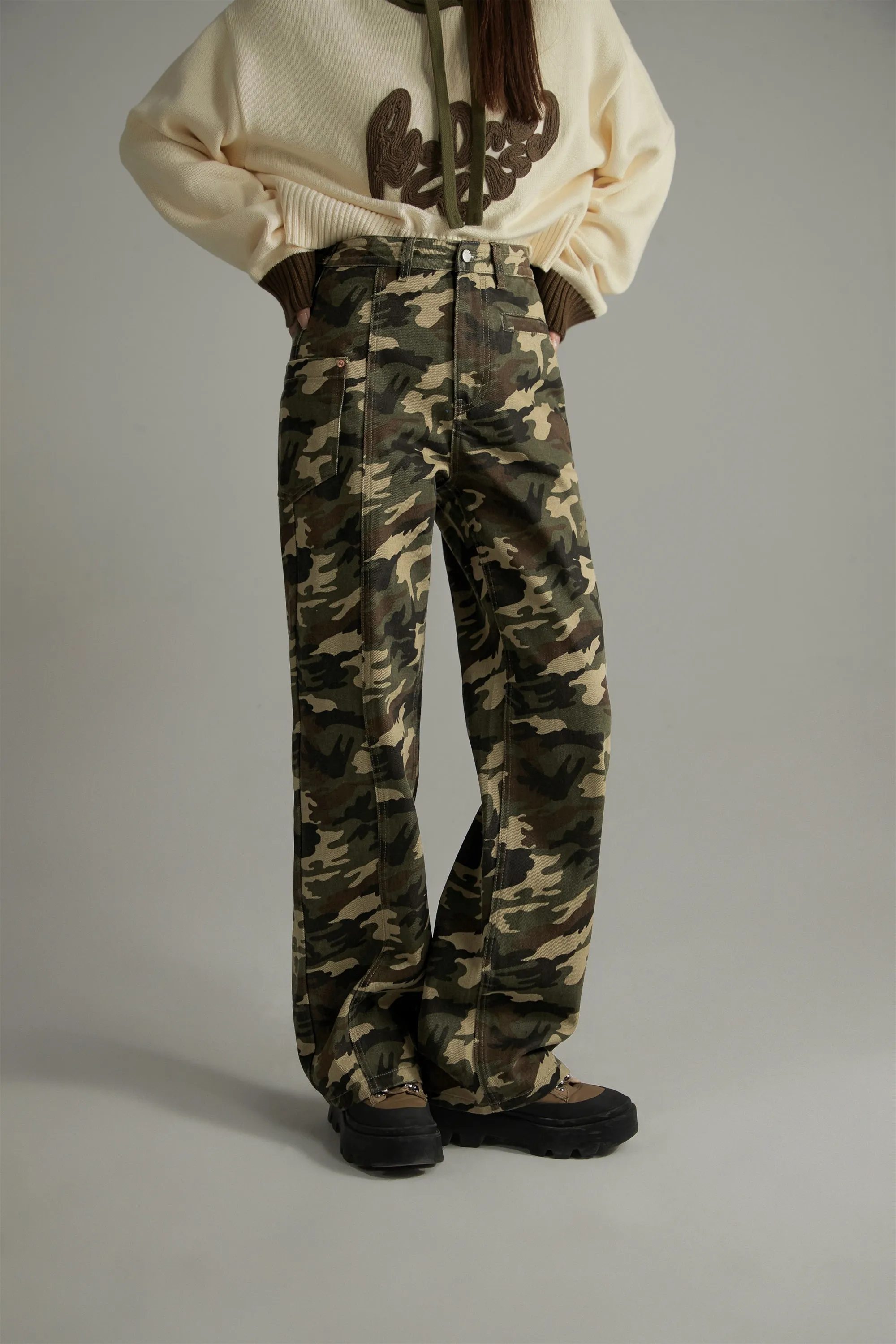 Camouflage Straight Casual Pants