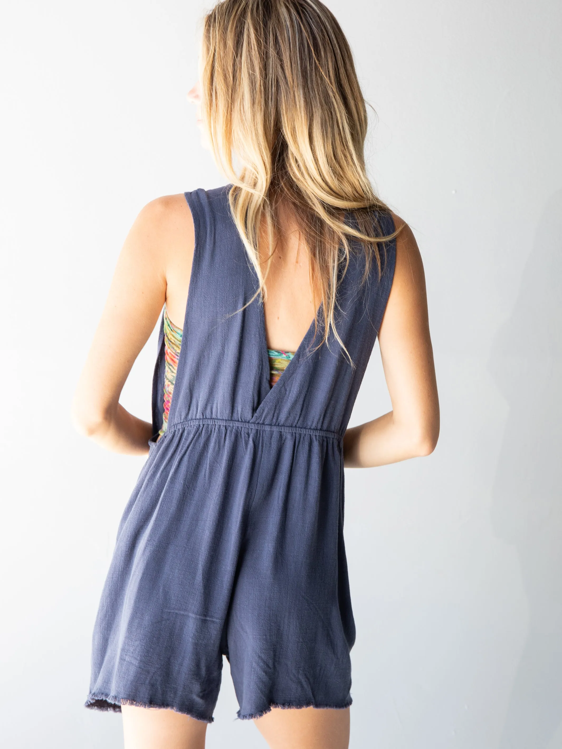 Carly Overall Romper - Navy