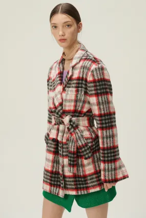 Caroline Plaid Coat w/Belt