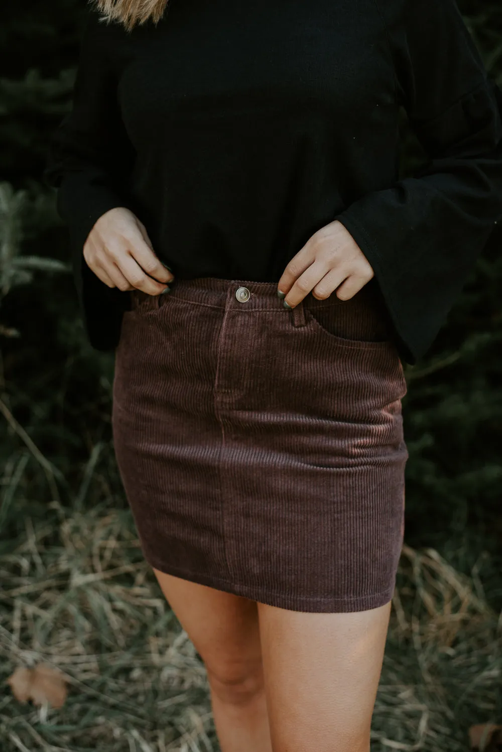 Carsynn Corduroy Skirt, Chocolate