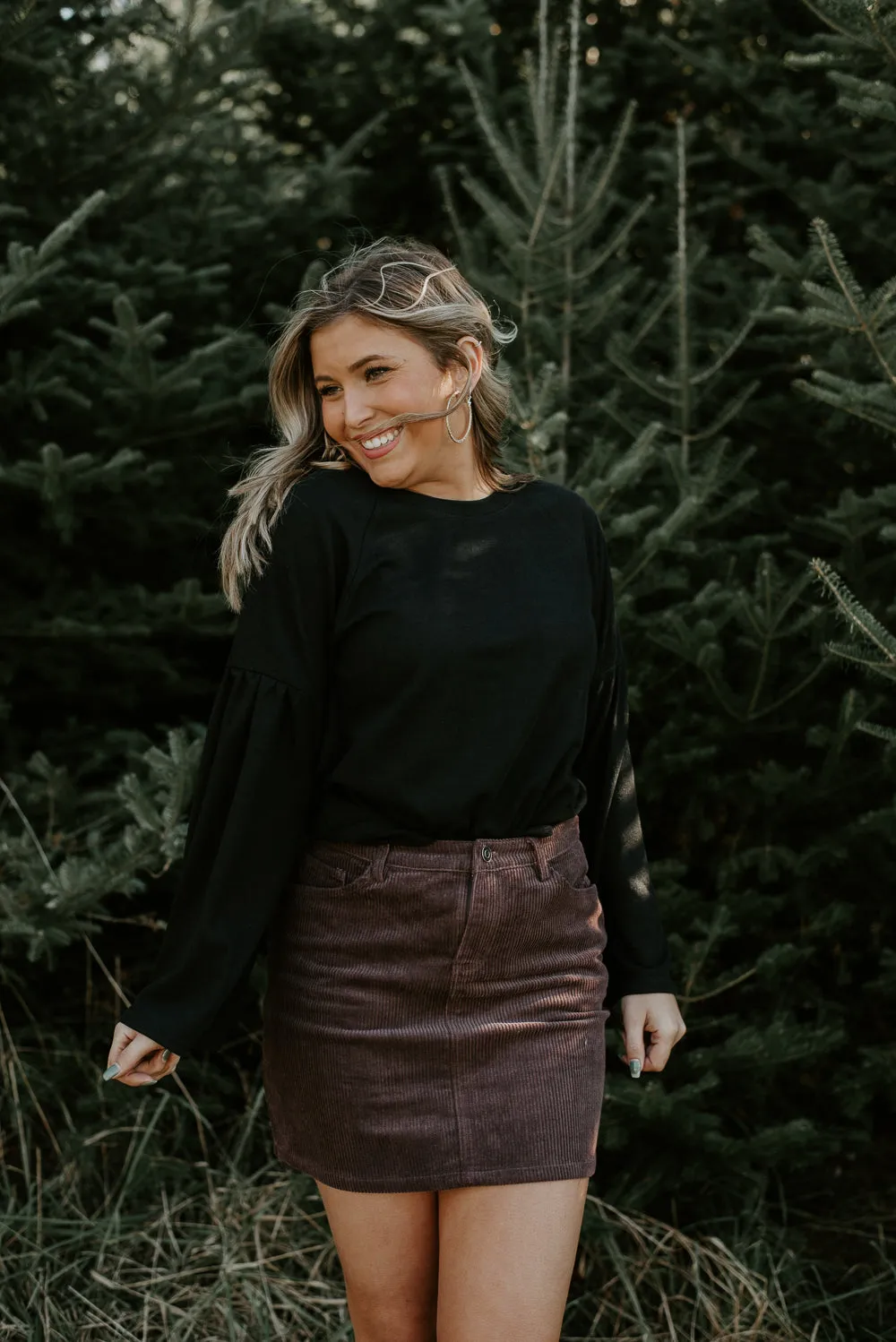 Carsynn Corduroy Skirt, Chocolate