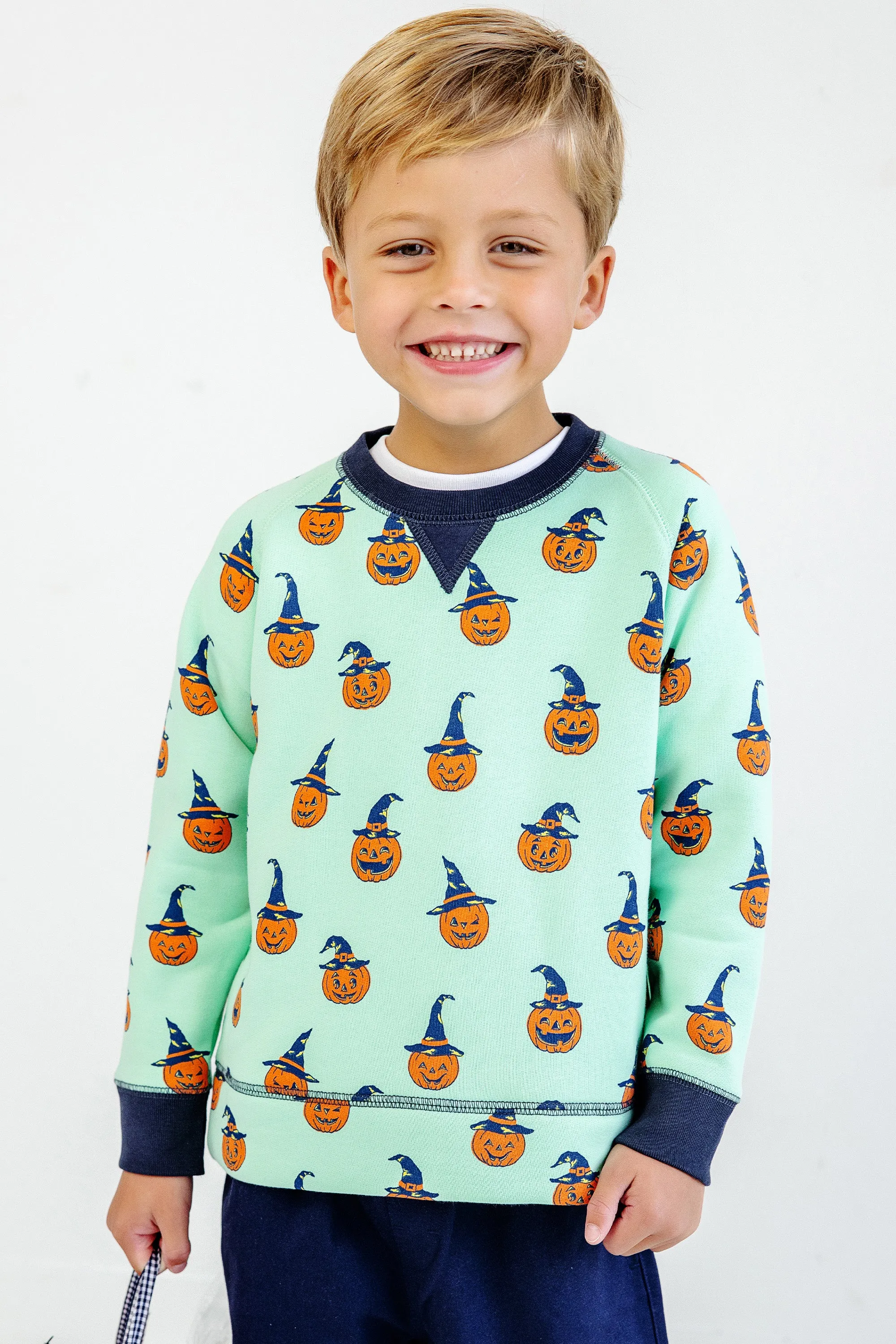 Cassidy Comfy Crewneck (Unisex) - Olde Jolly Jack O' Lantern with Nantucket Navy