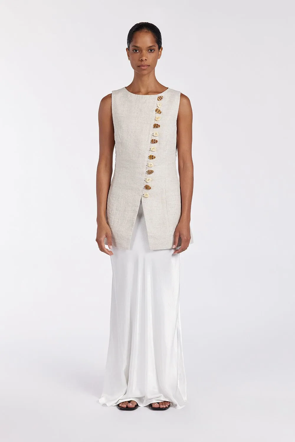 CHARLI WHITE SATIN MAXI SKIRT