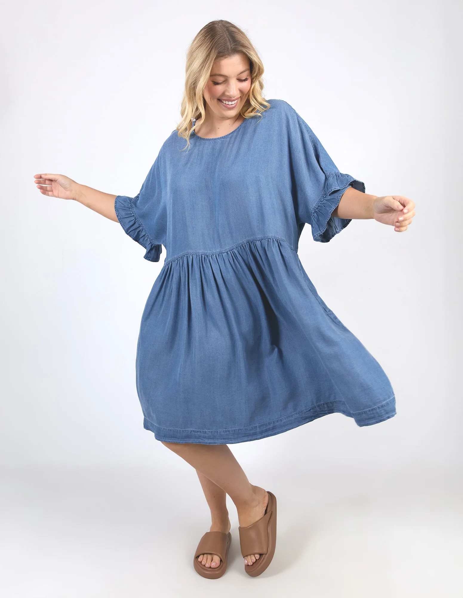 Charlie Chambray Dress Blue Wash