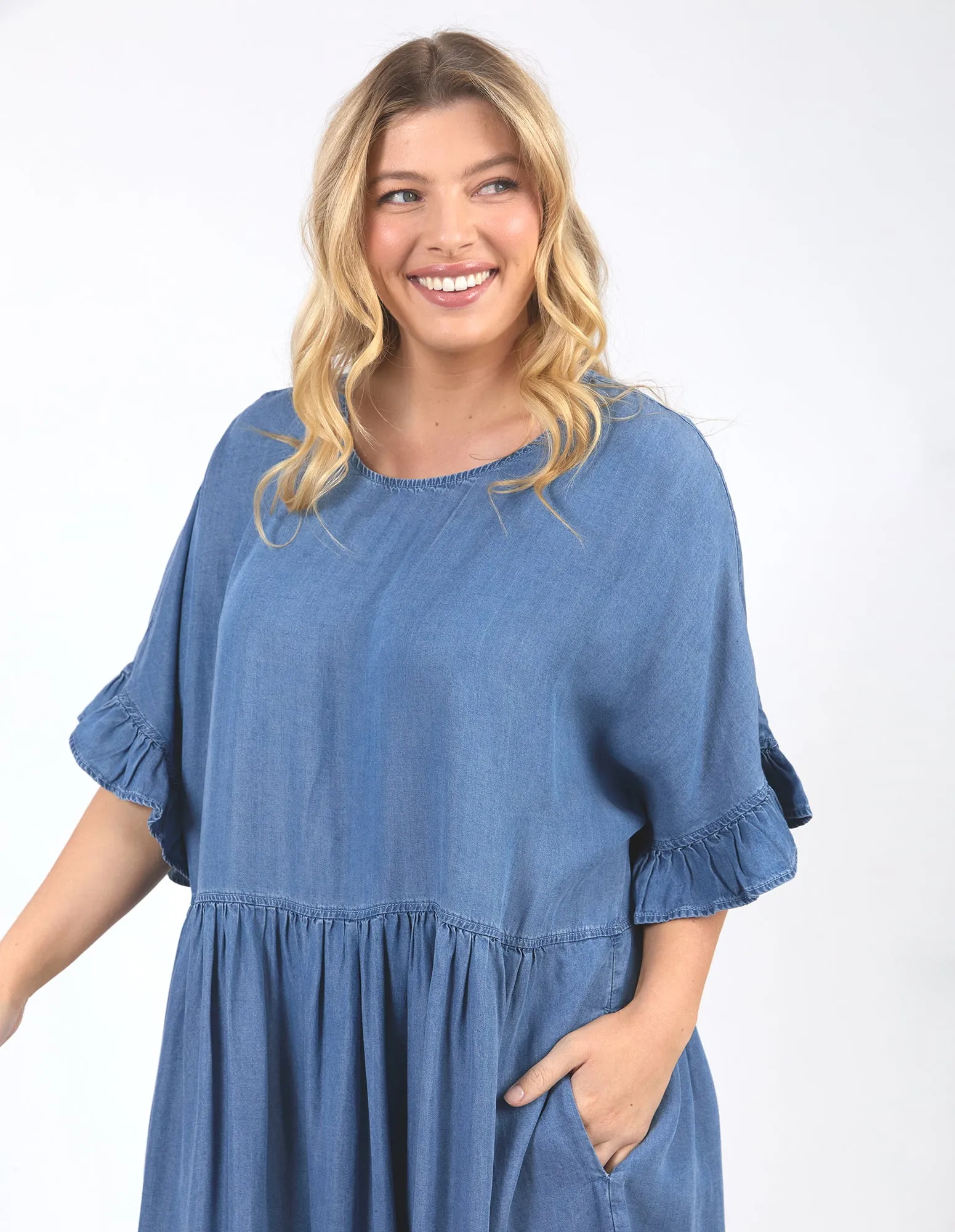 Charlie Chambray Dress Blue Wash