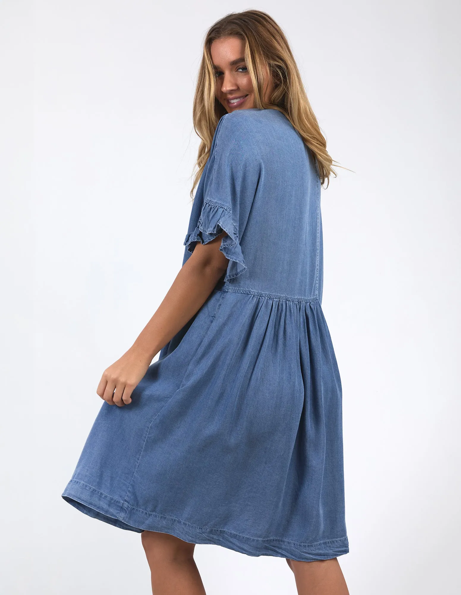 Charlie Chambray Dress Blue Wash